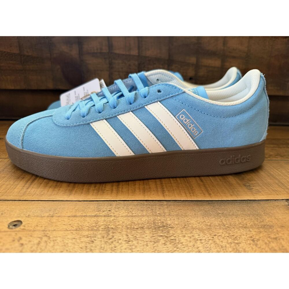 Adidas Shoes Men's Size 10 Blue Suede Low Top Casual Walking Sneakers Gum Sole